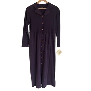 NEW! Vintage Cotton Waffle Long Sleeve Maxi Dress NWT Size Large